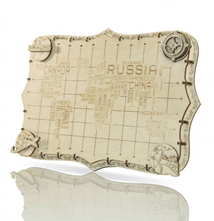 Puzzle din lemn Wooden City - Puzzle 3D - Harta Lumii in cuvinte
