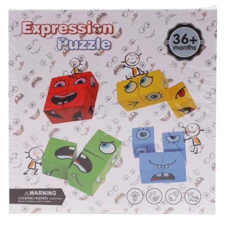 Jocuri pentru copii - Puzzle cu fete schimbatoare-Cuburi Colorate
