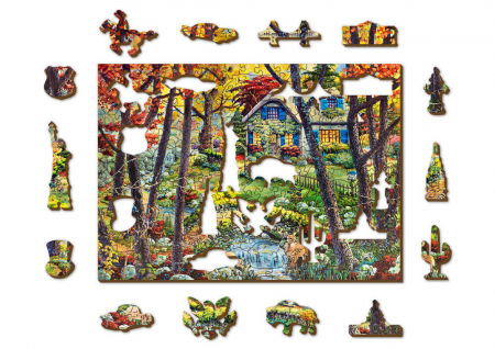 Puzzle din lemn - A Cottage in the Woods - 200 piese [1]