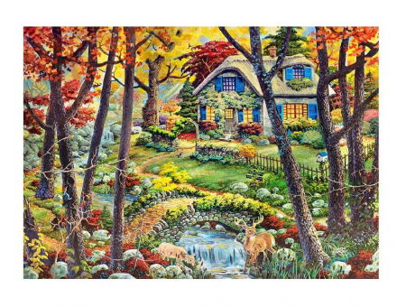 Puzzle - Puzzle din lemn - A Cottage in the Woods - 200 piese