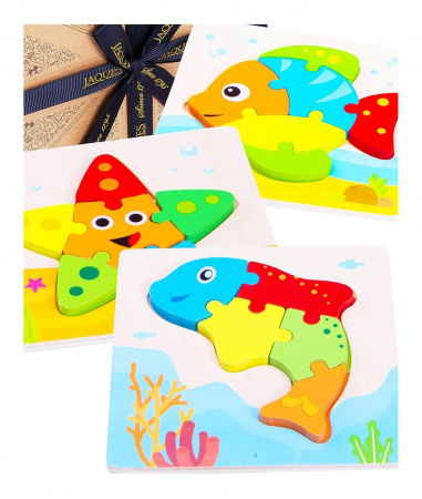 Puzzle - Set puzzle din lemn - Let's Play Under the Sea