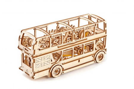 Puzzle din lemn Wooden City - Puzzle mecanic 3D - Autobuz londonez