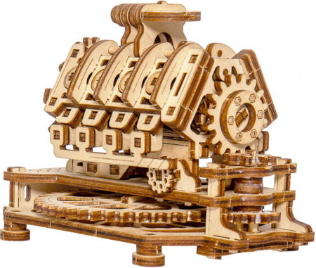 Puzzle din lemn Wooden City - Puzzle mecanic 3D - Motor V8