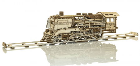 Puzzle din lemn Wooden City - Puzzle mecanic 3D - Tren Expres cu sine