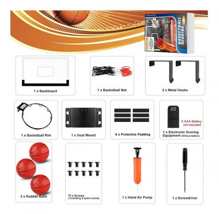 Resigilat - Mini joc de baschet cu tabela electronica - 3 mingi [2]