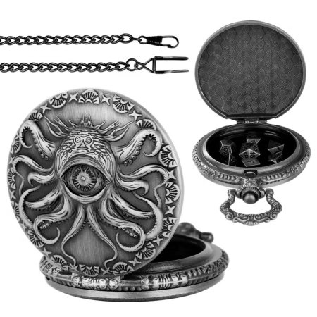 Accesorii jocuri de societate - Set 7 mini zaruri metalice DND - Cutie cadou