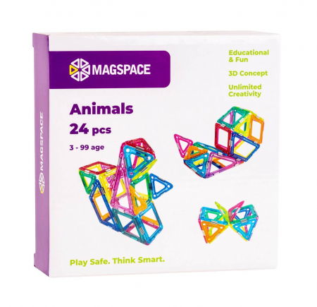 Seturi de constructie magnetice Magspace - Set magnetic 24 pcs Magspace - Animals