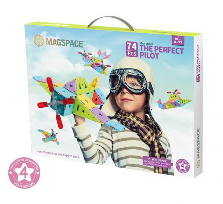 Seturi de constructie magnetice Magspace - Set constructie magnetic 74 piese - Magspace