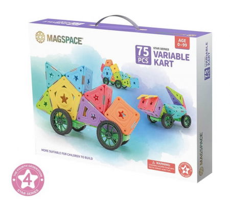 Seturi de constructie magnetice Magspace - Set constructie magnetic 75 piese - Magspace