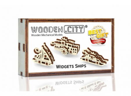 Puzzle din lemn Wooden City - Set puzzle mecanic 3D - Barci (3 buc)