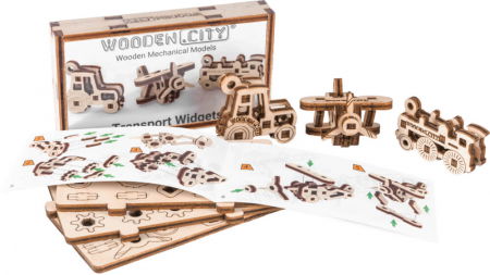 Puzzle din lemn Wooden City - Set puzzle mecanic 3D - Transport (3 buc)