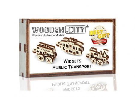 Puzzle din lemn Wooden City - Set puzzle mecanic 3D - Transport Public (3 buc)