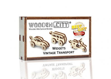 Puzzle din lemn Wooden City - Set puzzle mecanic 3D - Transport Vintage (3 buc)