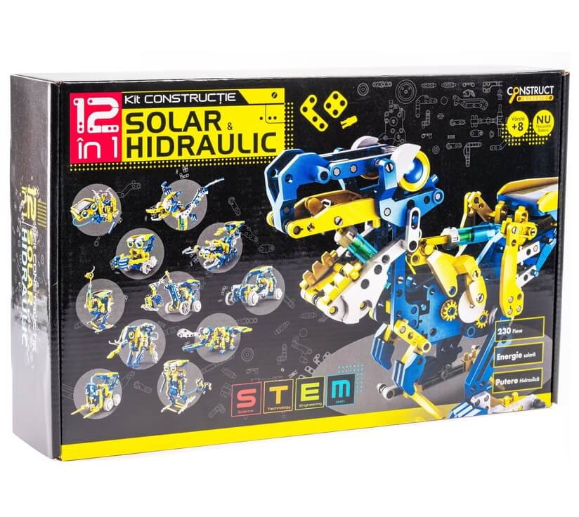 CONSTRUCT & CREATE - Kit 12 In 1 Robot Solare E Idraulico, 212 Pezzi, STEM, Età 8+