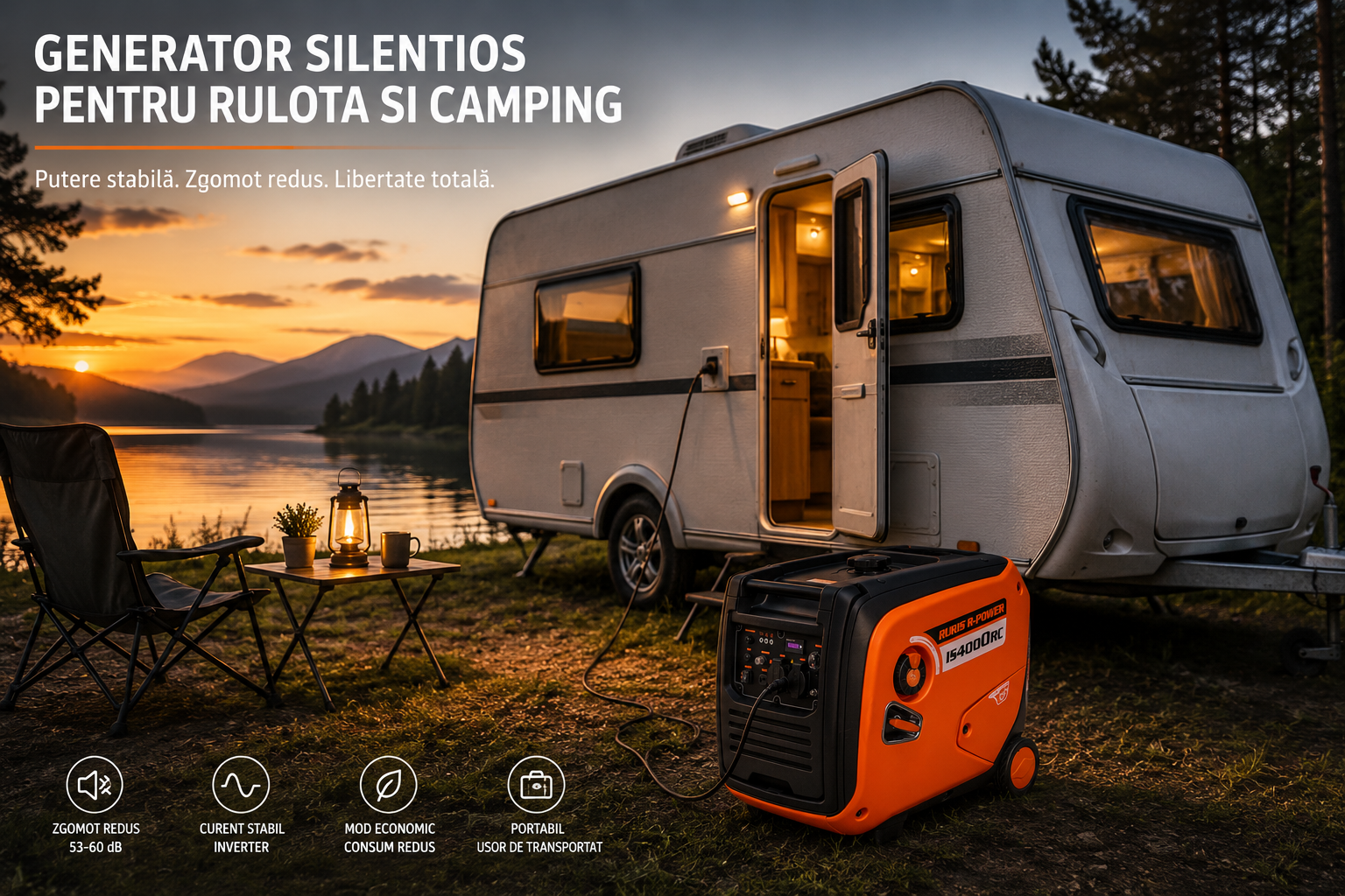 Generator silentios pentru rulota si camping