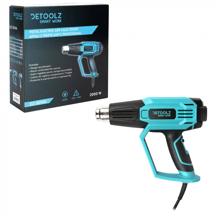 Pistol aer cald profesional Detoolz DZ-SE146, 2000 W 3 trepte 600ᵒC [7]