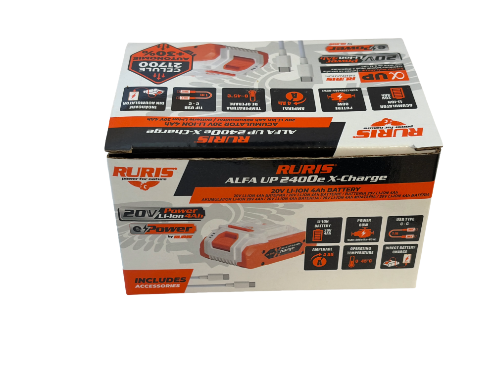 Acumulator RURIS Alfa UP 2400e X-CHARGE, 20V, 4Ah, USB-C, Li-Ion [3]