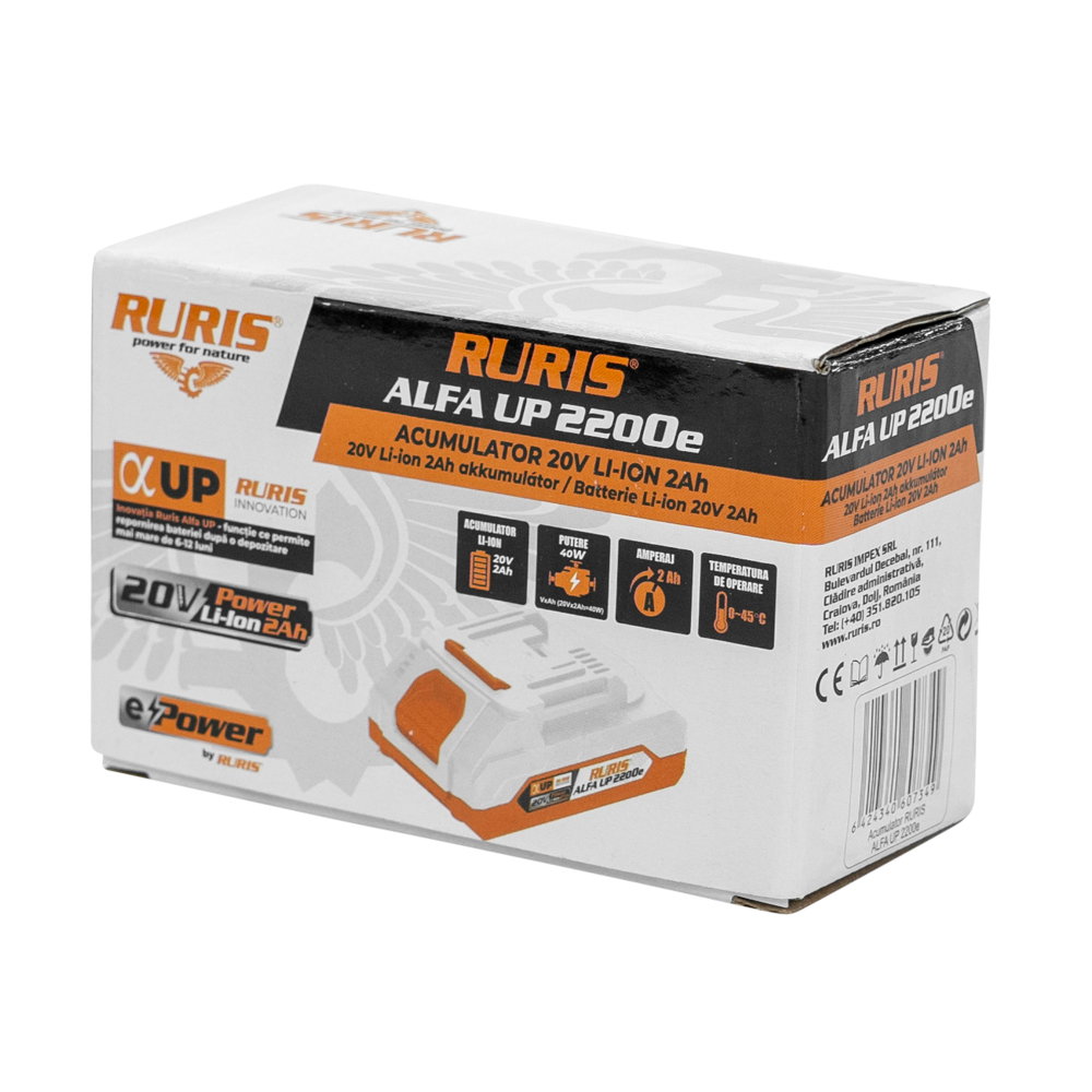 Acumulator Li-Ion RURIS Alfa UP 2200e, 20 V, 2 Ah, 40 Wh [6]