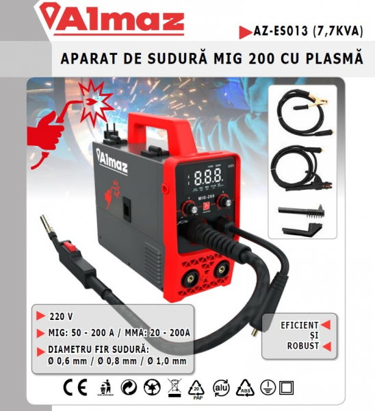 Aparat de sudura Almaz MIG 200 cu masca de sudura cu cristale lichide + Palmari [2]