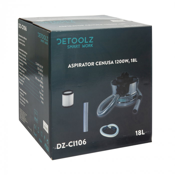 Aspirator cenusa Detoolz DZ-CI106 1200W, 18L [2]