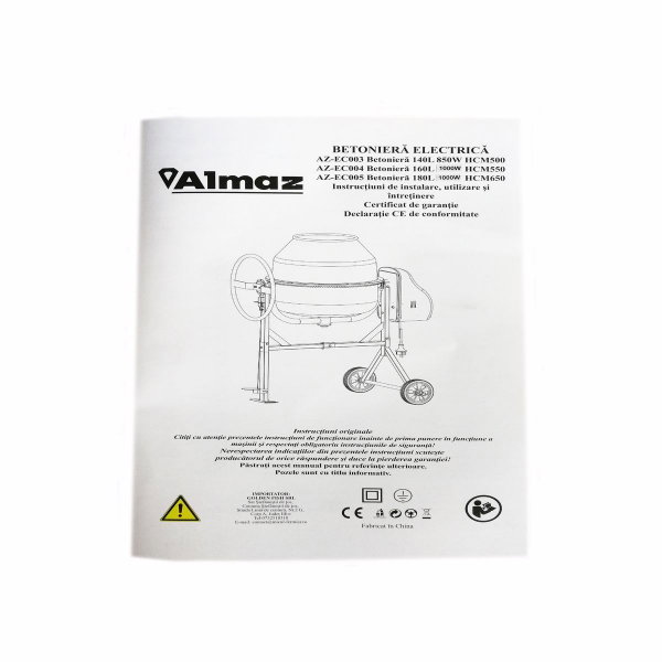 Betoniera profesionala ALMAZ, cuva de 180L, 1000W, 28RPM, HCM650 (AZ-EC005) [6]
