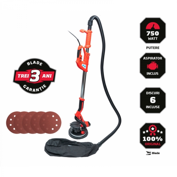 Slefuitor pentru pereti si tavane cu aspirator si led circular BLADE FG-S255L-2 - 750W [2]