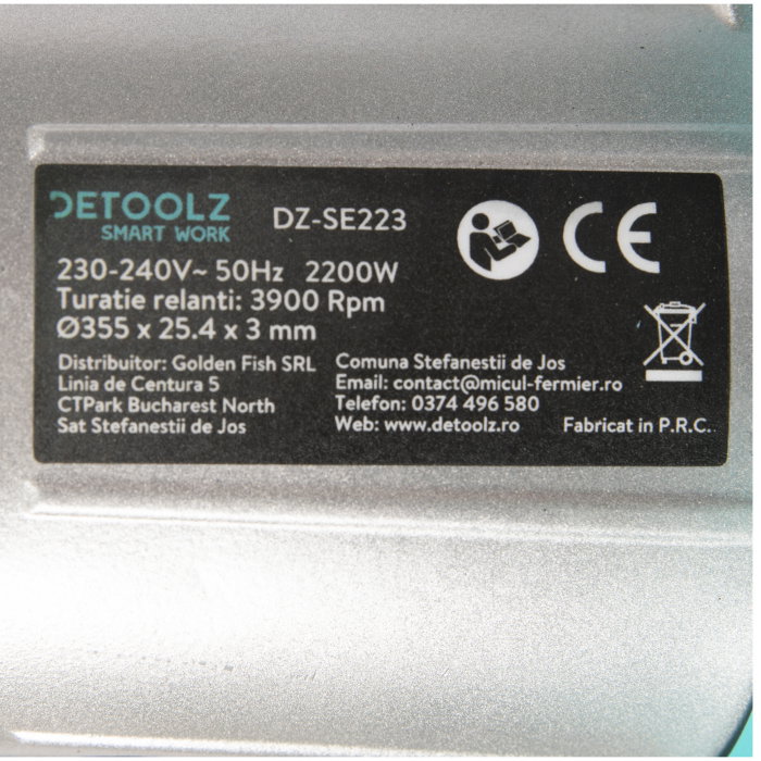 Circular debitat metal Detoolz DZ-SE223 2200W 3900rpm [7]
