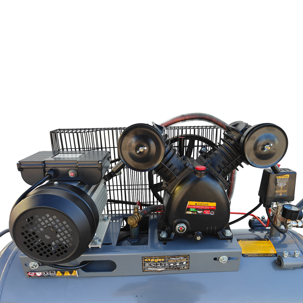Compresor aer Stager HMV0.25/100 , 100L, 8bar, 324L/min, monofazat, angrenare curea - Resigilat [5]