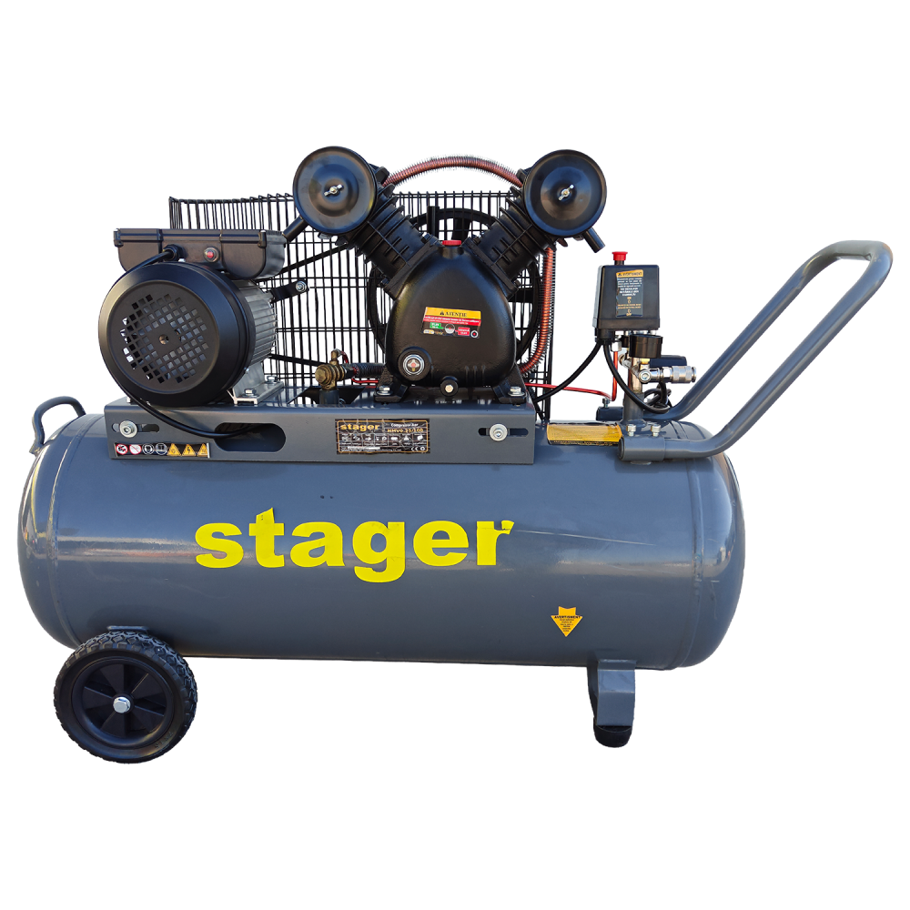 Compresor aer Stager HMV0.25/100 , 100L, 8bar, 324L/min, monofazat, angrenare curea - Resigilat [1]
