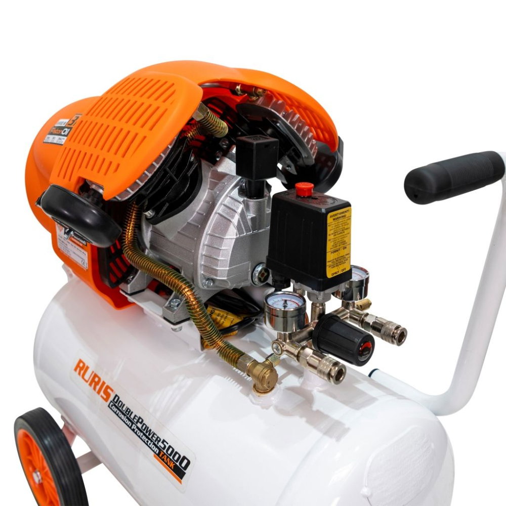 Compresor de aer RURIS Double Power 5000, 50 L, 3 CP, 2 cilindri [6]