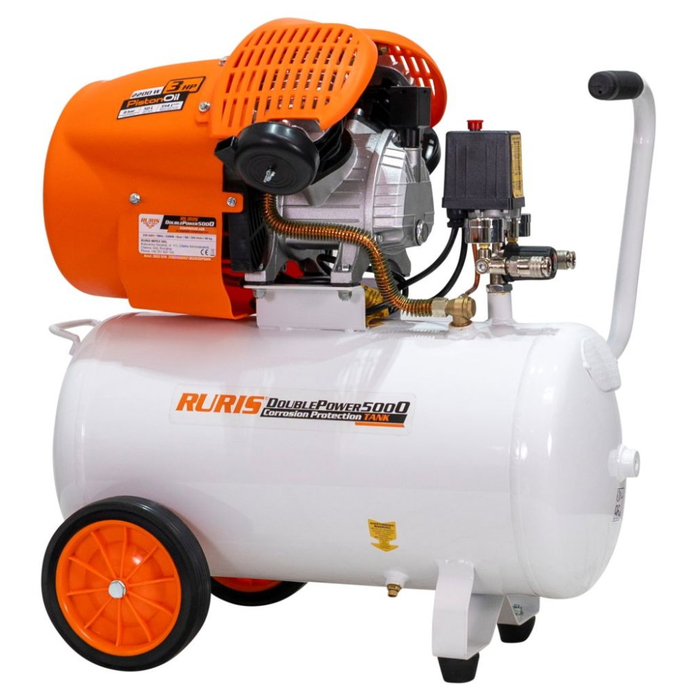Compresor de aer RURIS Double Power 5000, 50 L, 3 CP, 2 cilindri [1]