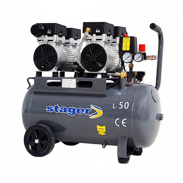 Stager HM0.75x2JW/50 compresor aer, 50L, 8bar, 270L/min, monofazat, angrenare directa, silentios - Resigilat [1]