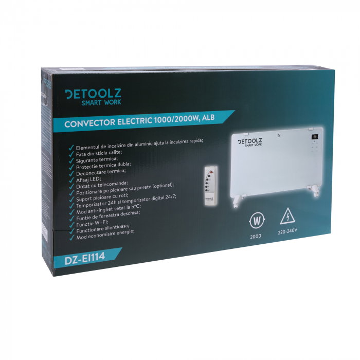 Convector electric Detoolz DZ-EI114 1000W/2000W, alb, wifi [11]