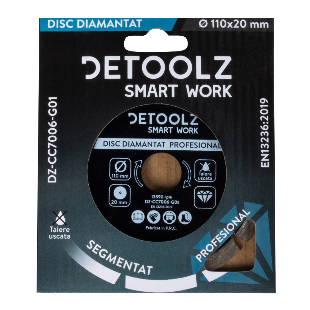 Disc diamantat segmentat Detoolz 110x20mm, taiere uscata [2]
