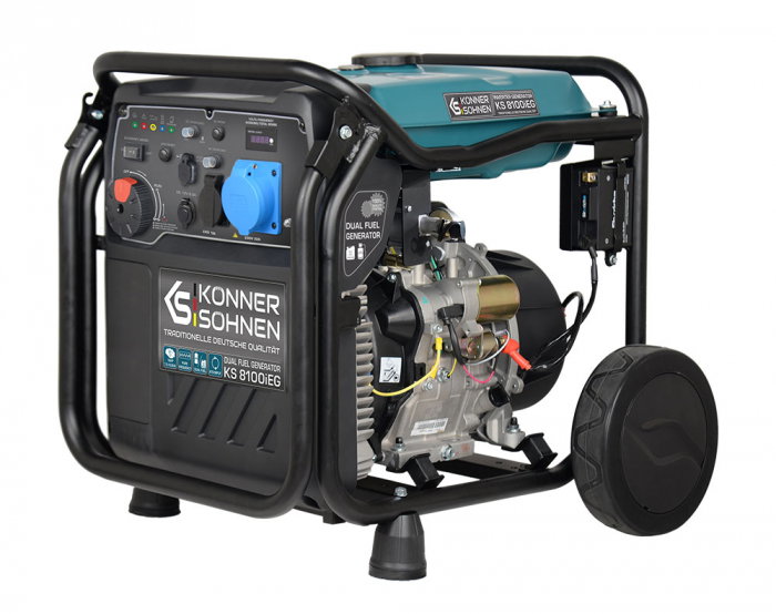 Generator curent tip inverter hibrid benzina/GPL Konner & Sohnen KS 8100iEG, 8.0 kW, digital, 16 hp, 1х16А, 1x32A, pornire electrica, consum redus, LED display, protectii automate, bobinaj cupru [1]