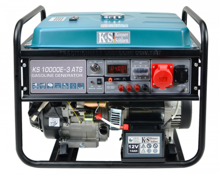 Generator de curent pe benzina Konner & Sohnen KS 10000E-3 ATS, 8.0 kW, benzina, 18 CP, trifazat, AVR, bobinaj cupru, pornire electrica, automatizare inclusa [1]