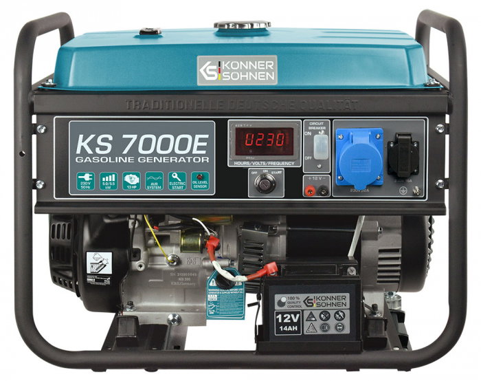 Generator de curent pe benzina Konner & Sohnen KS 7000E, 5.5 kW, benzina, 13 CP, monofazat, AVR, bobinaj cupru, pornire electrica [1]