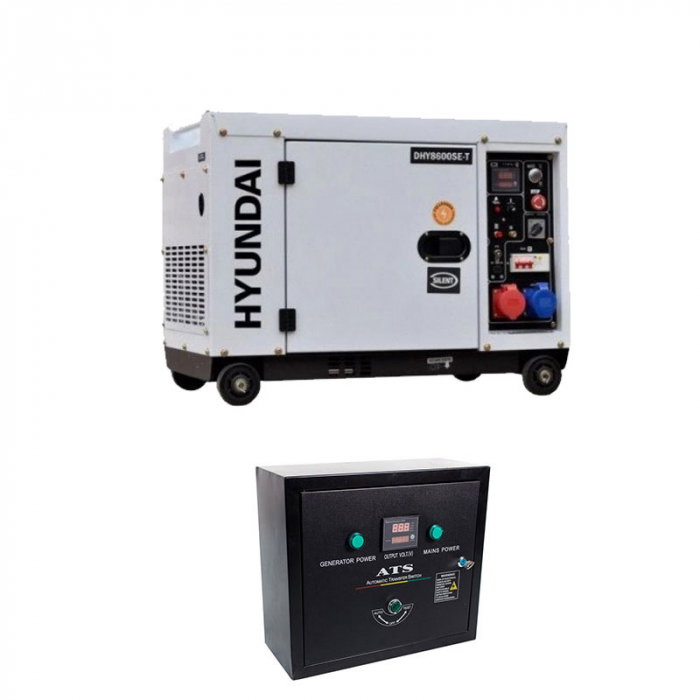 Generator de curent trifazat cu motor diesel HYUNDAI DHY8600SE-T cu automatizare trifazica HYUNDAI AC-ATS12-3P [1]