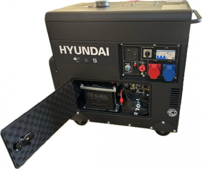 Generator de curent trifazat cu motor diesel Hyundai DHY8601SE-T 8 kVA, insonorizat [2]