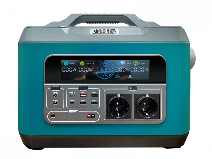 Statie de alimentare portabila KS 3000PS-FC, 6000 W putere maxima, 3000 W putere nominala., 3200 Wh, 125 Аh, 25.6 V, 2 x Schuko 230 V [1]