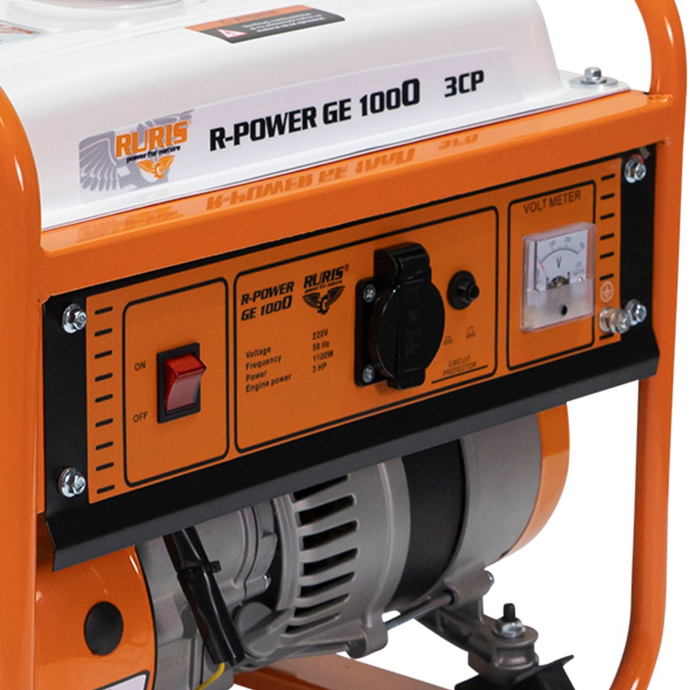 Generator open frame Ruris R-Power GE 1000, 3 CP, 1.1 kW, monofazat, benzina, 4 timpi, bobinaj cupru [2]
