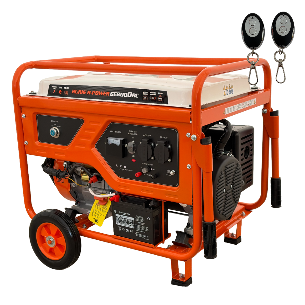Generator open frame Ruris R-Power GE 8000RC, 15 CP, 7.5 kW, monofazat, benzina, pornire electrica, bobinaj cupru 100%, telecomanda [1]