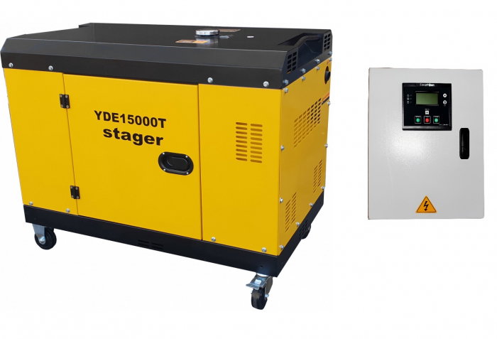 Generator Stager YDE15000T 12 kVA Diesel, monofazat, insonorizat, 48A, 3000rpm cu automatizare monofazata [1]