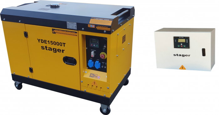 Generator Stager YDE15000T 12 kVA Diesel, monofazat, insonorizat, 48A, 3000rpm cu automatizare trifazata [1]
