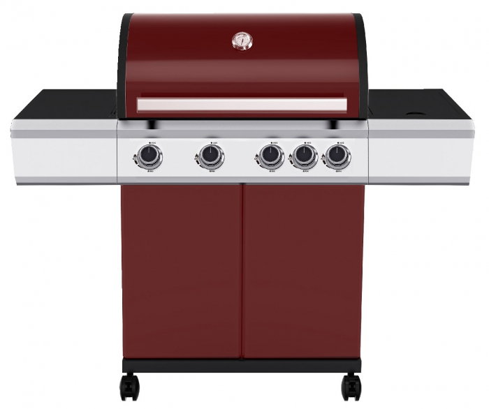 Gratar Tarrington House Moncton PAXTON cu 4+1 arzatoare, grill de fonta 73x41,5 cm, butoane cu led, aprindere electrica, rosu [1]