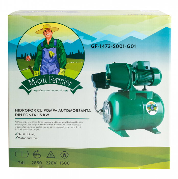 Hidrofor Micul Fermier GF-1473-S001-G01 1.5 kW cu vas 24 litri si corp fonta [2]