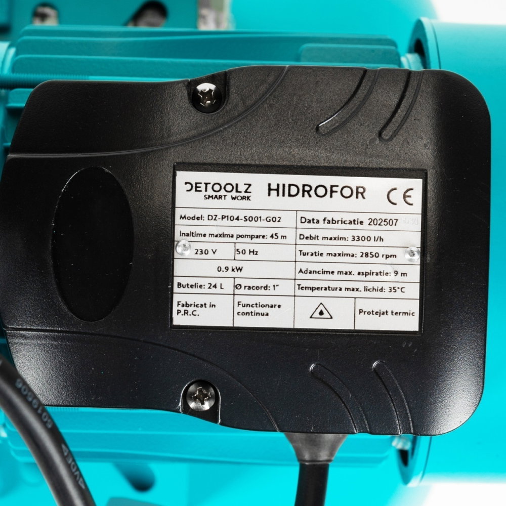 Hidrofor Detoolz 0.9 kW, debit maxim 3300l/h, inaltime maxima pompare 45m, corp pompa fonta, butelie 24L [5]