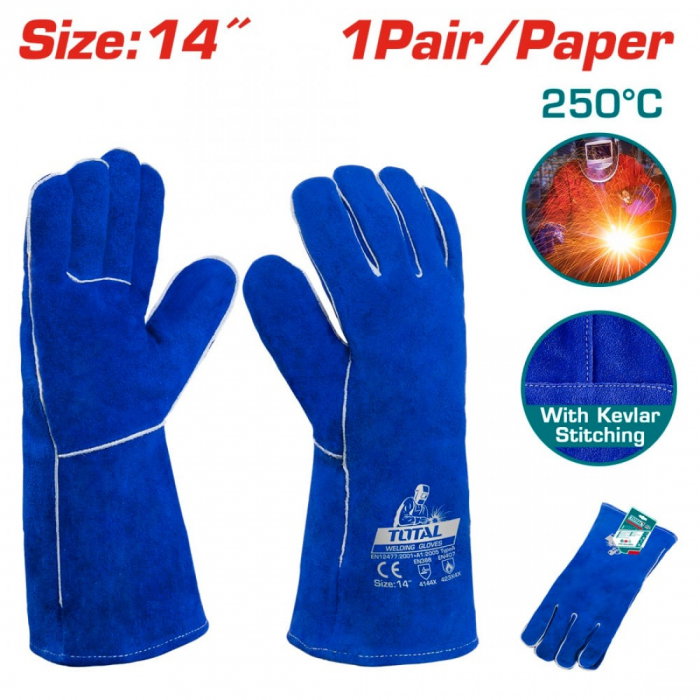 Manusi pentru sudura din piele intoarsa - cusute cu snur kevlar [1]