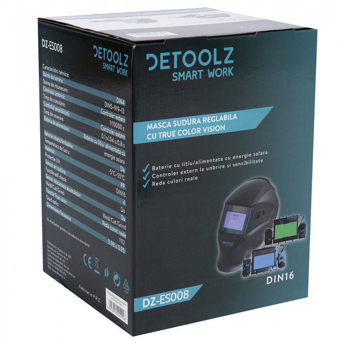 Masca sudura regalbila Detoolz cu True Color Vision DZ-ES008 reda culori reale [5]