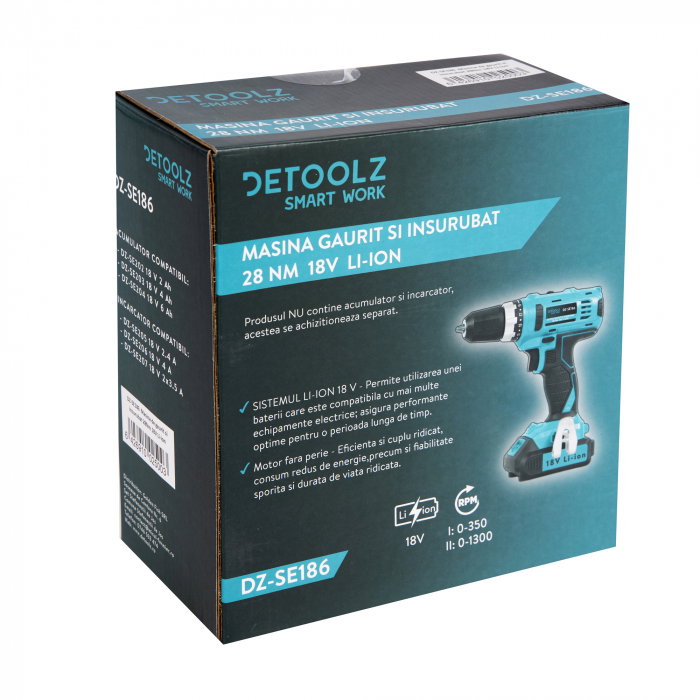 Masina de gaurit si insurubat Detoolz DZ-SE186 28Nm 18V Li-ion [3]